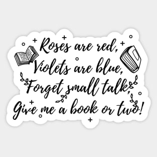 Funny Introverted Book Lover Poem Sticker